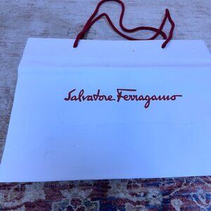 Ferragamo White & Red Empty Shopping/ Tote Bag In Good Shape!